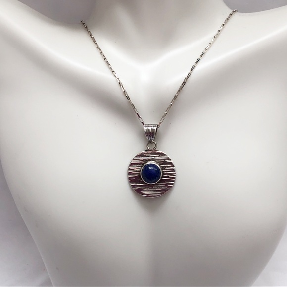 Artisan Sterling Silver Lapis Necklace - Picture 4 of 9